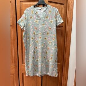 Poetry Pastel Floral Linen Dress - muted sage, pink, green